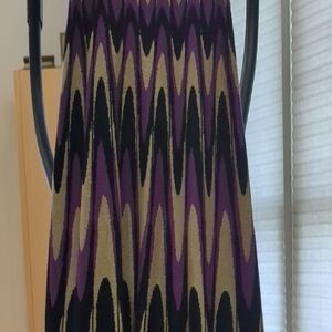 Chic Purple and Black Patterned A-Line Skirt